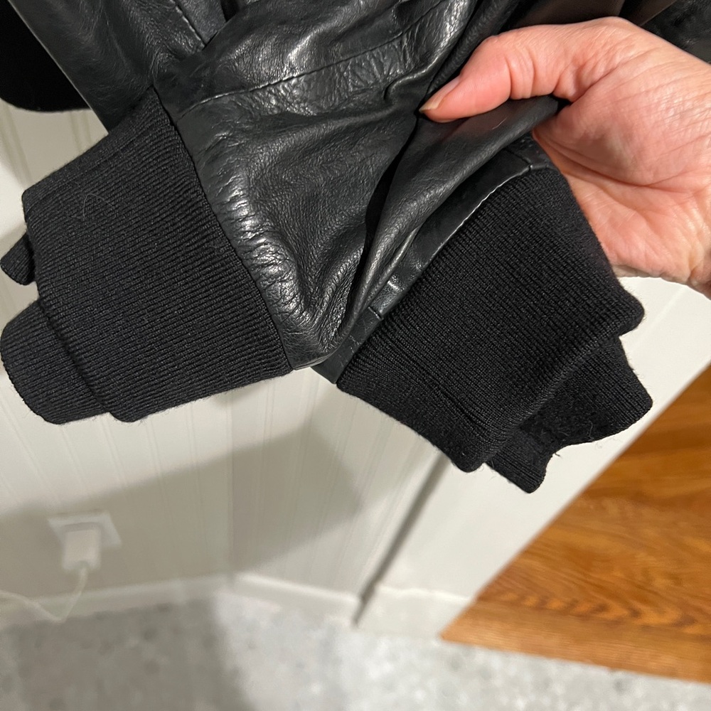 R13 Black Leather Jacket, sewn in hoodie - Picture 5 of 9